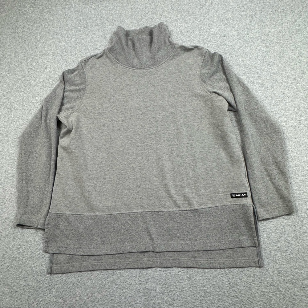 Ariat R.E.A.L. Funnel Neck Sweater Womens XL Heather Gray Western Outdoor Warm
